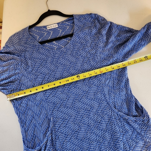 Habitat Lagenlook Blue Textured Tunic Top Shirt 3/4 Sleeves Size Medium Large - Picture 8 of 9